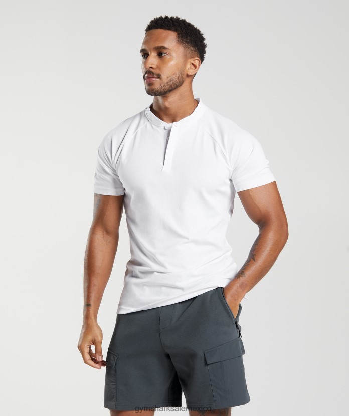 Gymshark polo de viaje al trabajo para el día de descanso blanco hombres 04BZTL590 - Gymshark Hombre