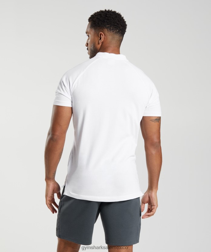Gymshark polo de viaje al trabajo para el día de descanso blanco hombres 04BZTL590 - Gymshark Hombre