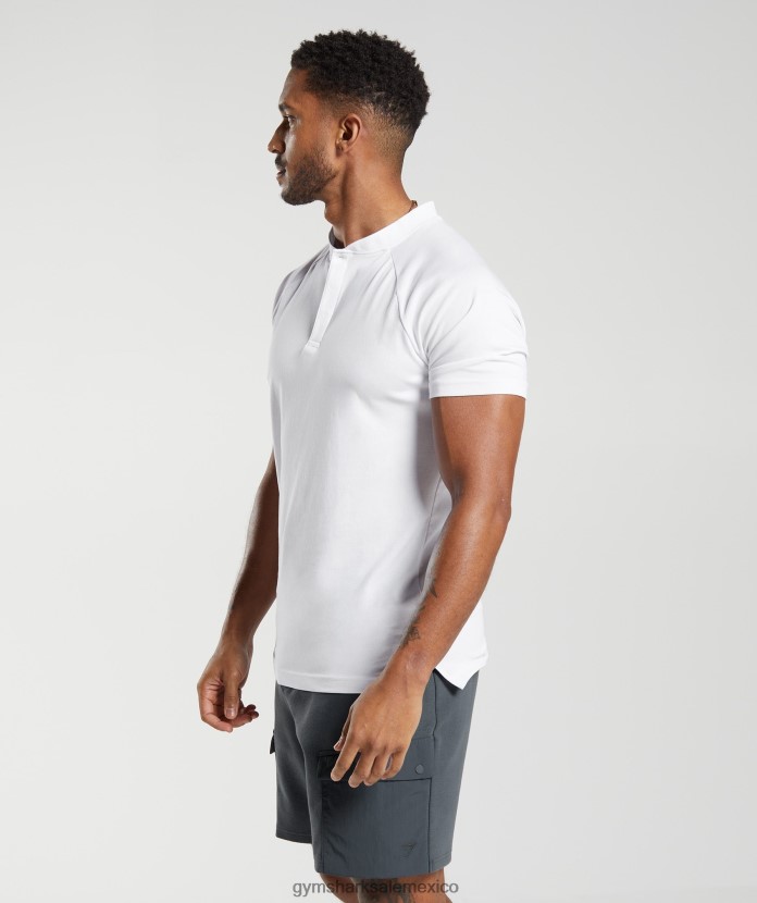 Gymshark polo de viaje al trabajo para el día de descanso blanco hombres 04BZTL590 - Gymshark Hombre