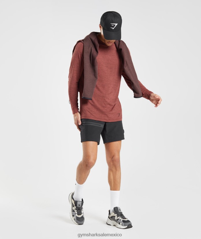 Gymshark retake camiseta de manga larga sin costuras marrón rosa/negro jaspeado hombres 04BZTL606 - Gymshark Mujer