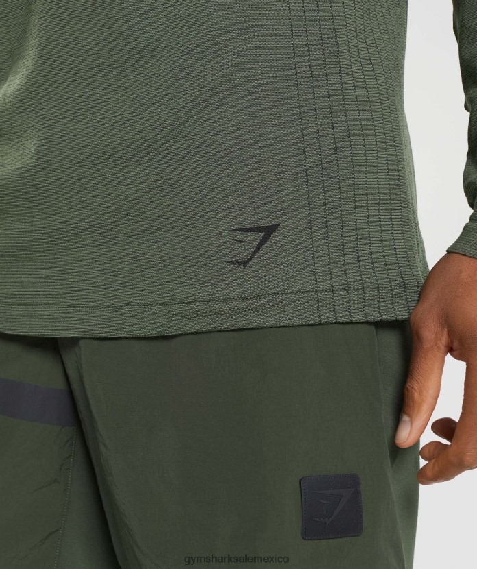 Gymshark retake camiseta de manga larga sin costuras núcleo de oliva hombres 04BZTL647 - Gymshark Mexico