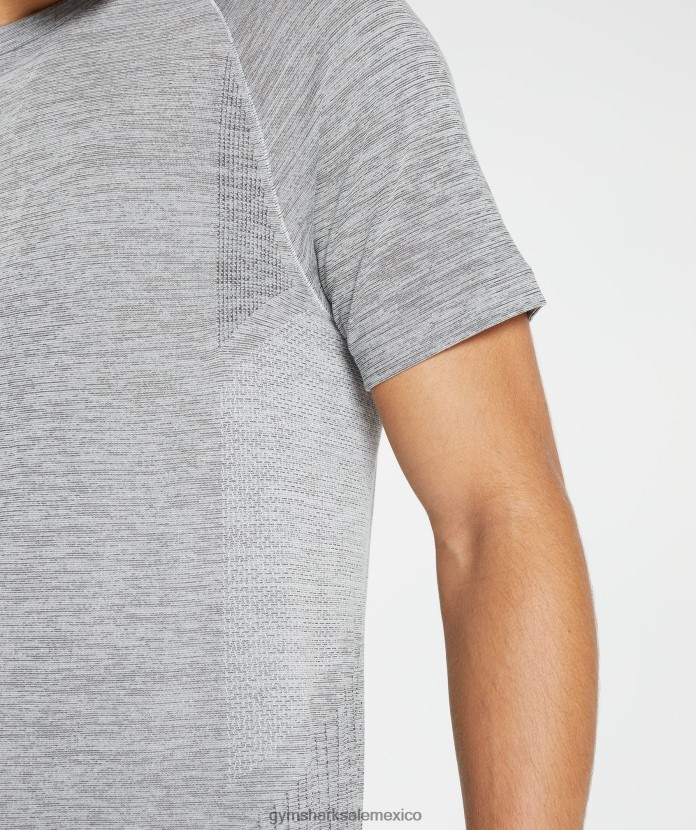 Gymshark retomar camiseta sin costuras gris claro/negro jaspeado hombres 04BZTL634 - Gymshark México