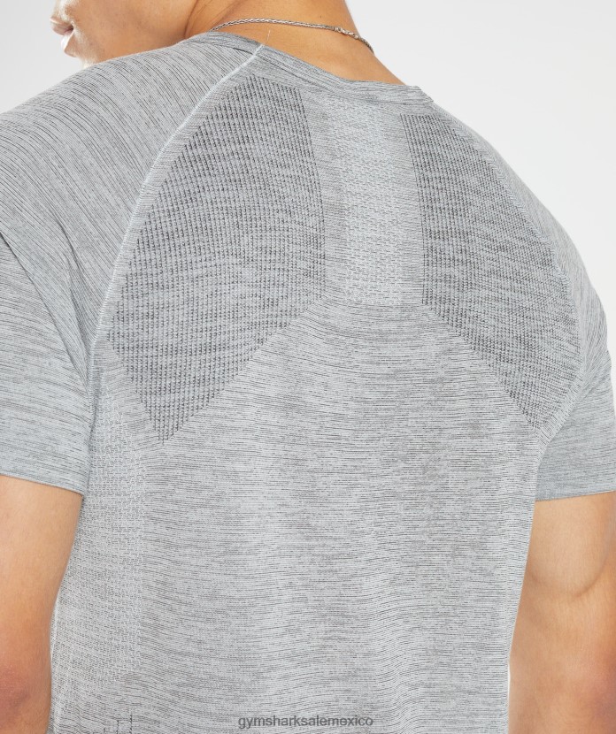 Gymshark retomar camiseta sin costuras gris claro/negro jaspeado hombres 04BZTL634 - Gymshark México