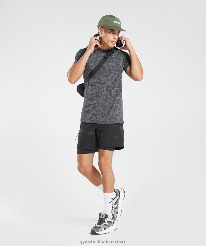 Gymshark retomar camiseta sin costuras negro/blanco jaspeado hombres 04BZTL636 - Gymshark Mujer