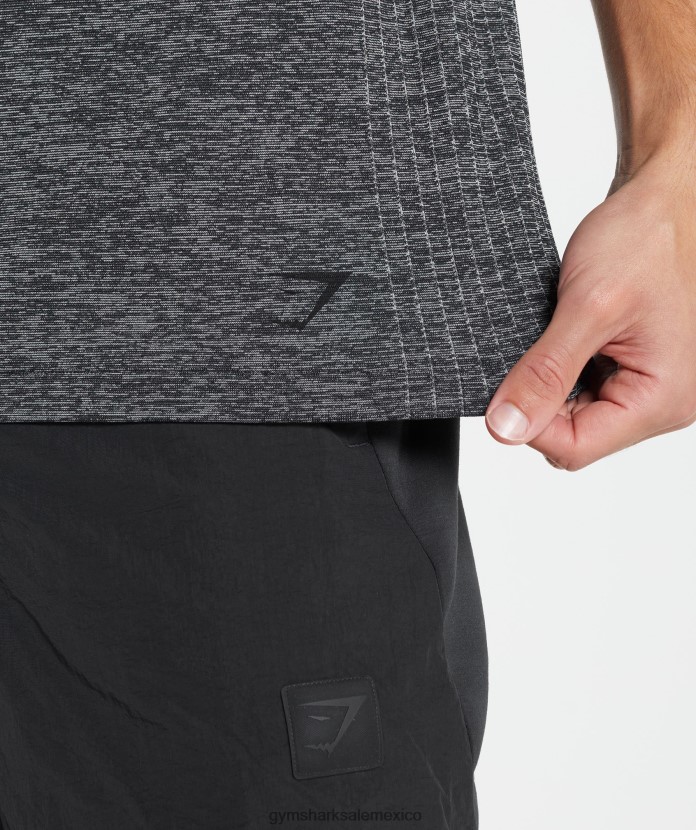 Gymshark retomar camiseta sin costuras negro/blanco jaspeado hombres 04BZTL636 - Gymshark Mujer