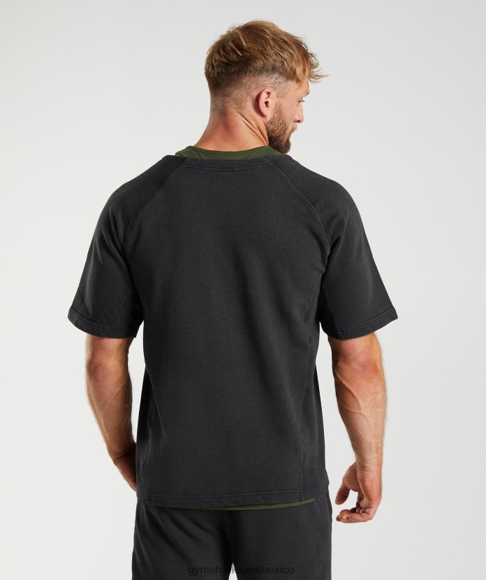 Gymshark tapa de trapo lavada a presión negro hombres 04BZTL659 - Gymshark México