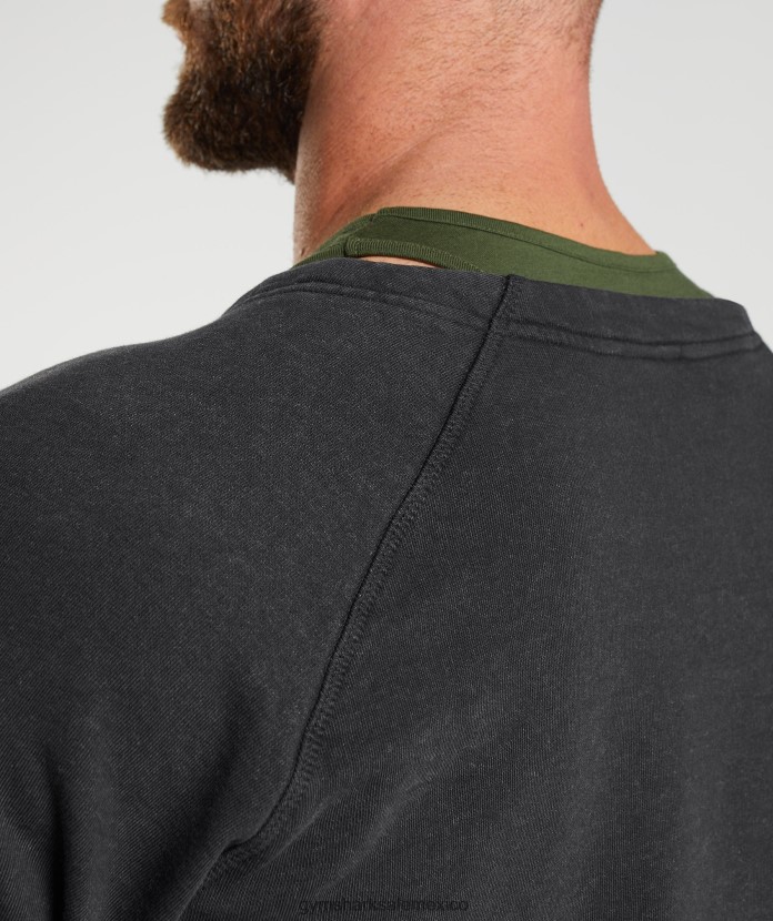 Gymshark tapa de trapo lavada a presión negro hombres 04BZTL659 - Gymshark México