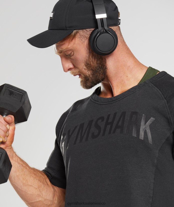 Gymshark tapa de trapo lavada a presión negro hombres 04BZTL659 - Gymshark México