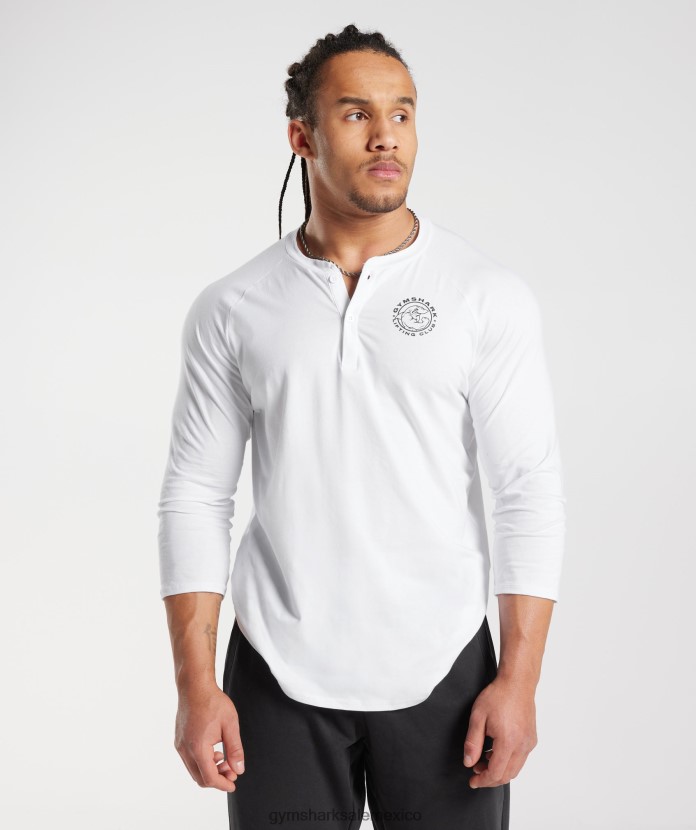 Gymshark top henley heredado blanco hombres 04BZTL655 - Gymshark Hombre