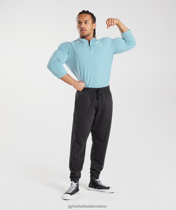 Gymshark top henley heredado iceberg azul hombres 04BZTL749 - Gymshark México