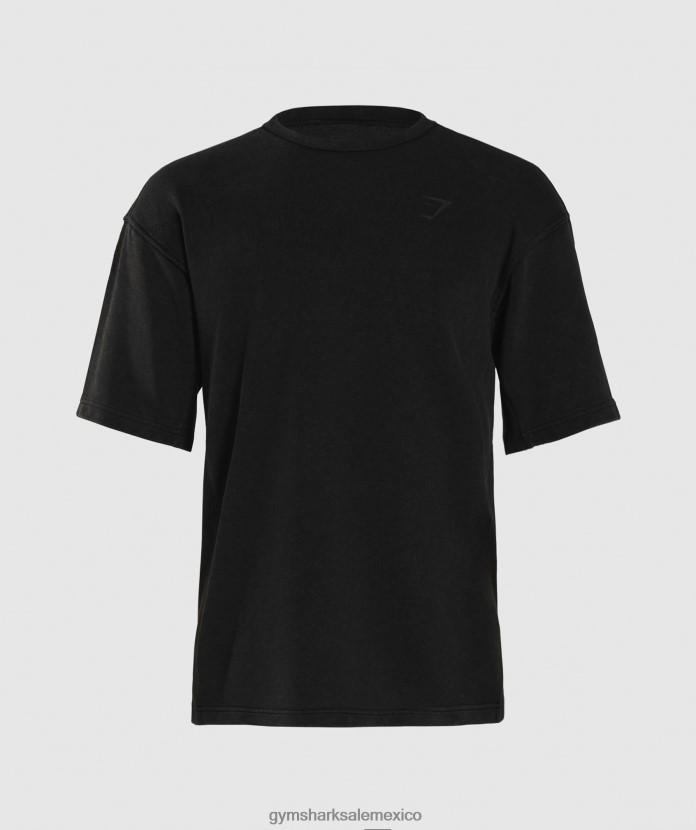 Gymshark tripulación de manga corta lavada a presión negro hombres 04BZTL741 - Gymshark Mujer