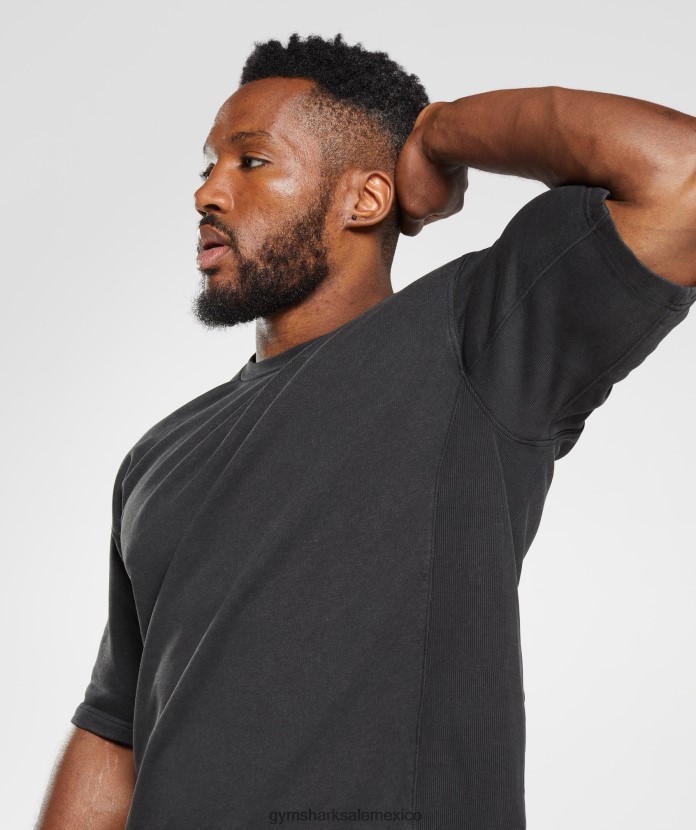 Gymshark tripulación de manga corta lavada a presión negro hombres 04BZTL741 - Gymshark Mujer