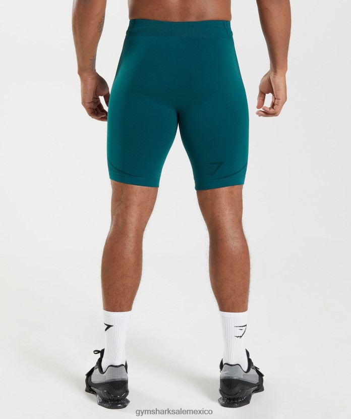 Gymshark 315 1/2 pantalón corto sin costuras verde azulado de invierno/negro hombres 04BZTL1038 - Gymshark Sale