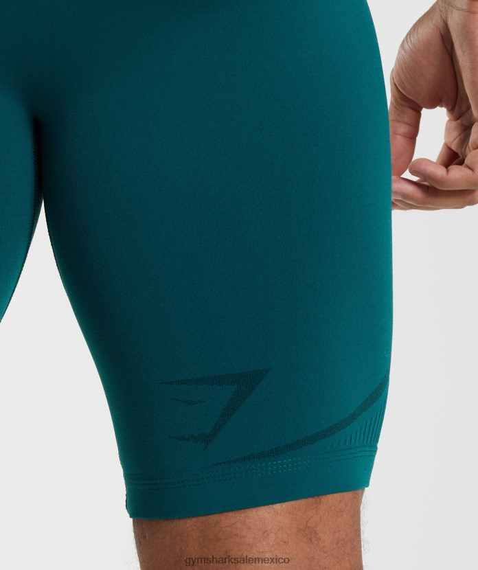 Gymshark 315 1/2 pantalón corto sin costuras verde azulado de invierno/negro hombres 04BZTL1038 - Gymshark Sale