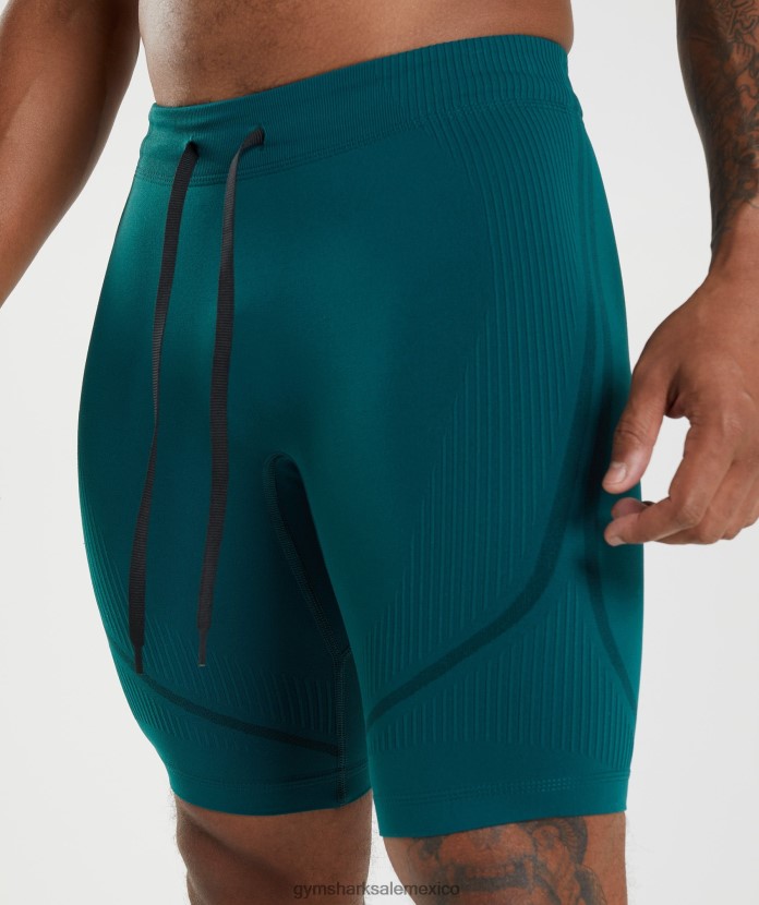 Gymshark 315 1/2 pantalón corto sin costuras verde azulado de invierno/negro hombres 04BZTL1038 - Gymshark Sale