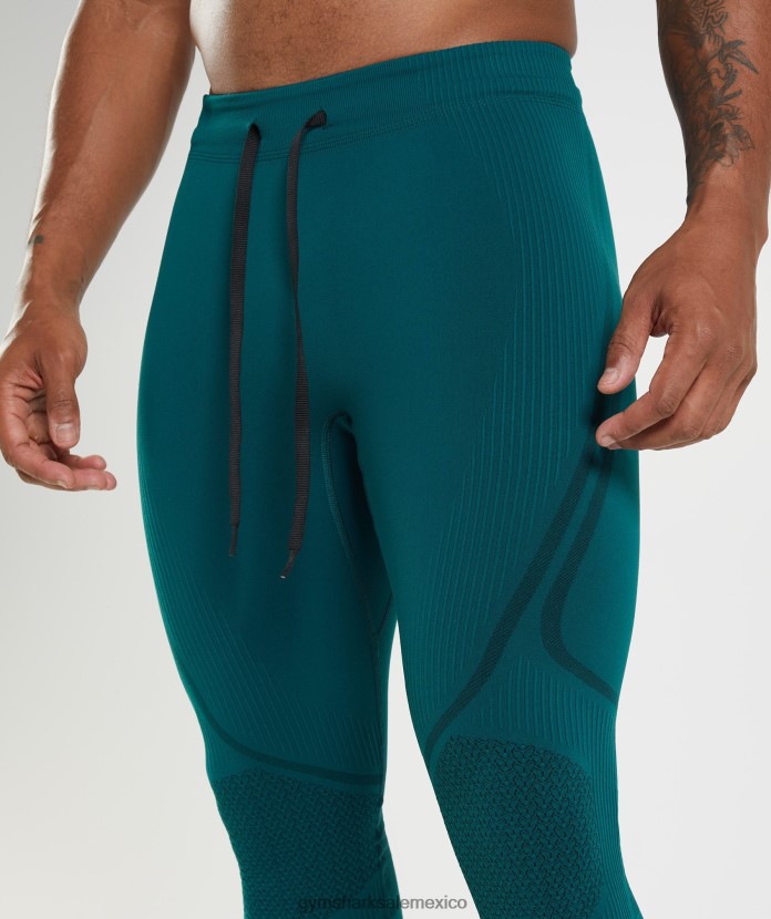 Gymshark 315 medias sin costuras verde azulado de invierno/negro hombres 04BZTL1040 - Gymshark Hombre