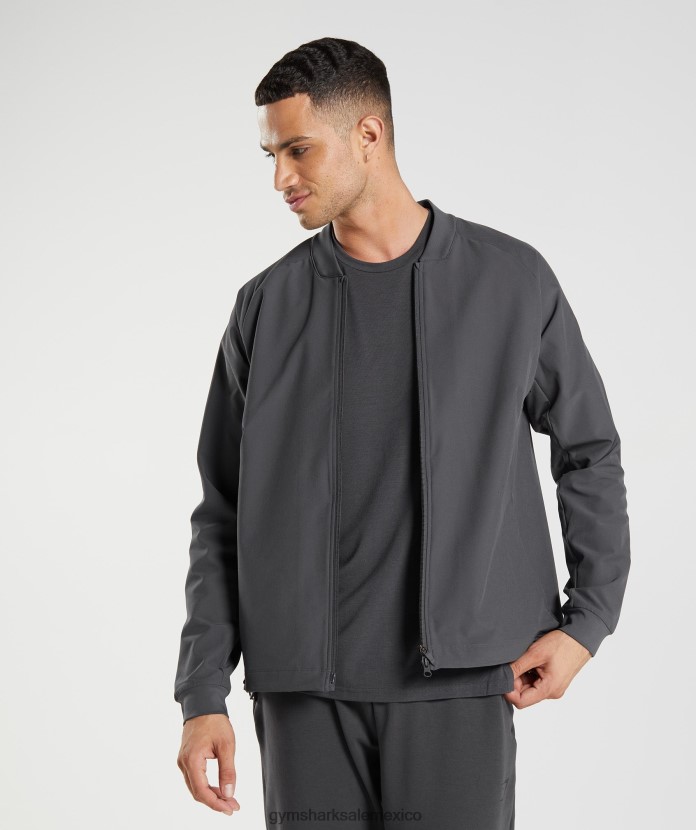 Gymshark chaqueta de estudio gris ónix hombres 04BZTL817 - Gymshark Mexico