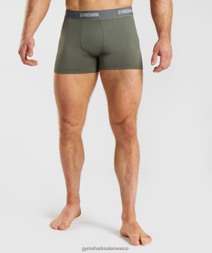 Gymshark boxers de tecnología deportiva, paquete de 2 negro/núcleo oliva hombres 04BZTL1045 - Gymshark Hombre