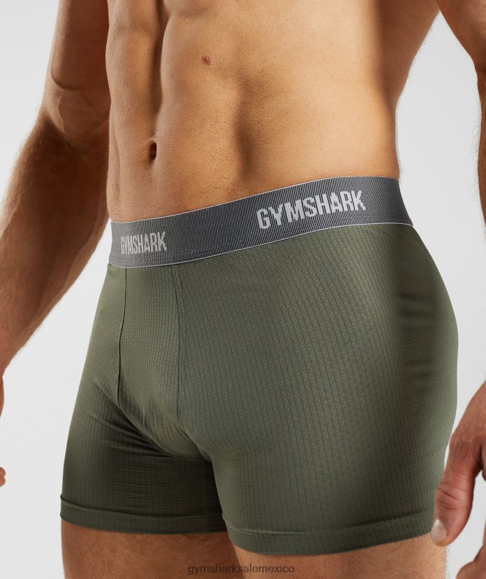 Gymshark boxers de tecnología deportiva, paquete de 2 negro/núcleo oliva hombres 04BZTL1045 - Gymshark Hombre