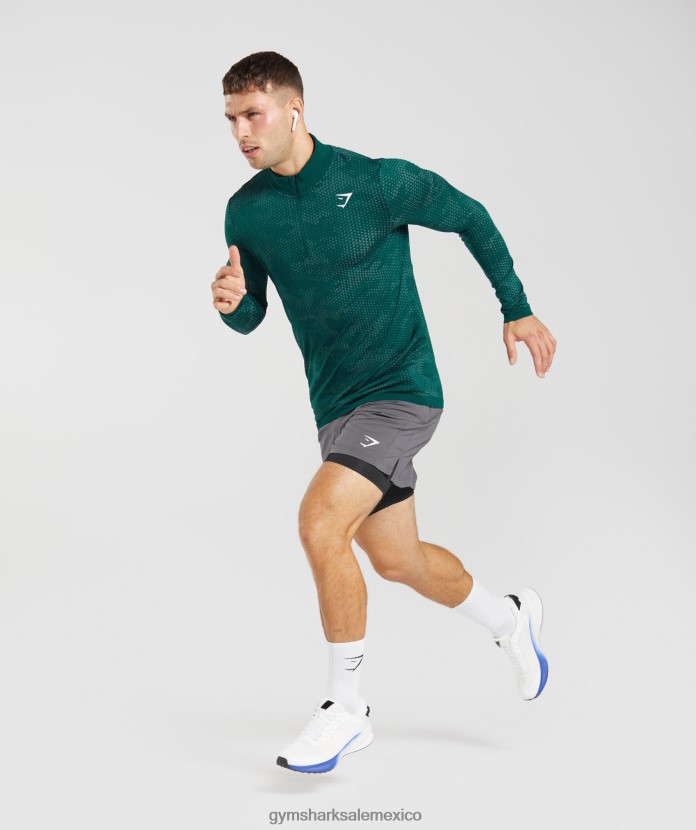 Gymshark cremallera deportiva sin costuras 1/4 verde bosque/verde hoya hombres 04BZTL807 - Gymshark Mexico
