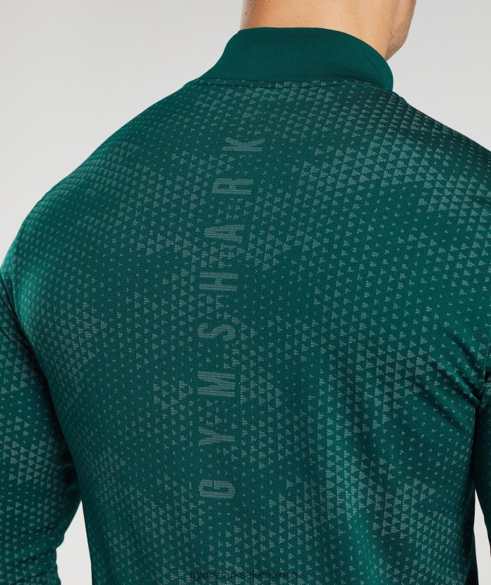 Gymshark cremallera deportiva sin costuras 1/4 verde bosque/verde hoya hombres 04BZTL807 - Gymshark Mexico