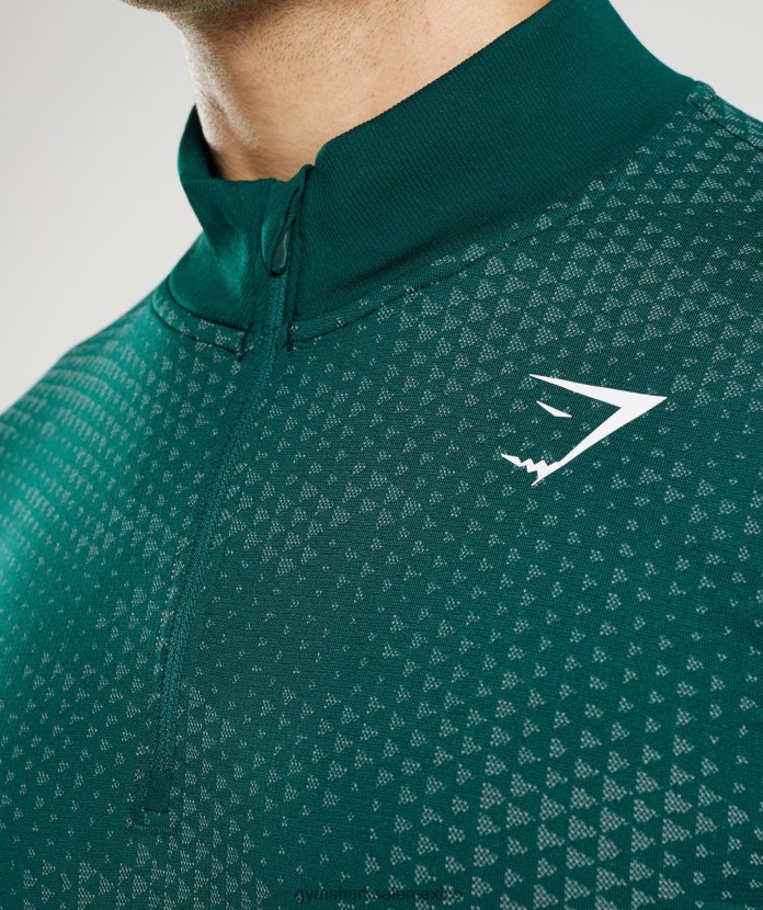 Gymshark cremallera deportiva sin costuras 1/4 verde bosque/verde hoya hombres 04BZTL807 - Gymshark Mexico