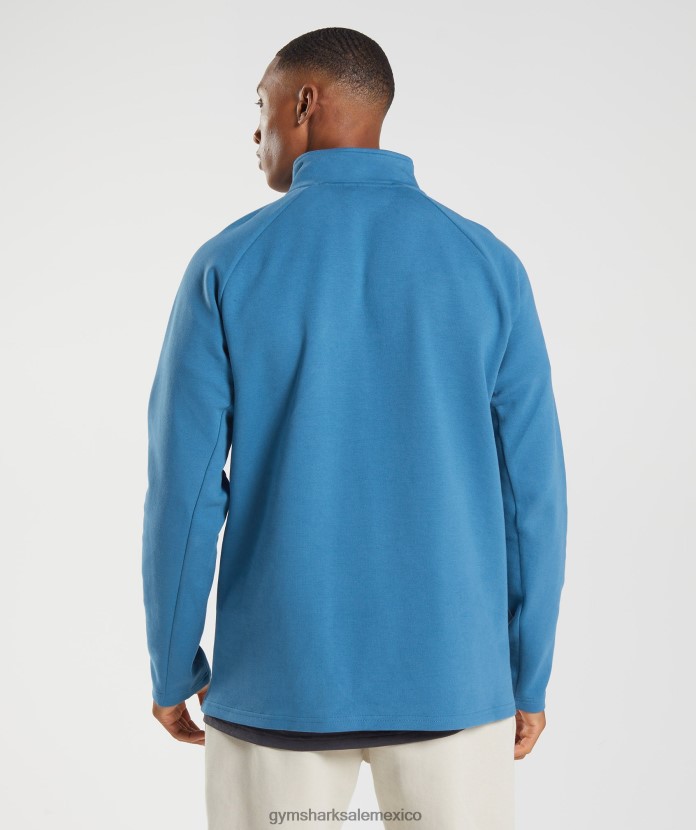 Gymshark día de descanso 1/4 zip azul junto al lago hombres 04BZTL832 - Gymshark Mexico