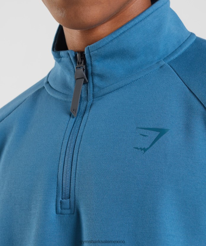 Gymshark día de descanso 1/4 zip azul junto al lago hombres 04BZTL832 - Gymshark Mexico