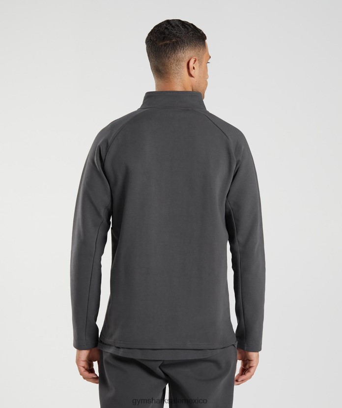 Gymshark día de descanso 1/4 zip gris ónix hombres 04BZTL862 - Gymshark Mexico
