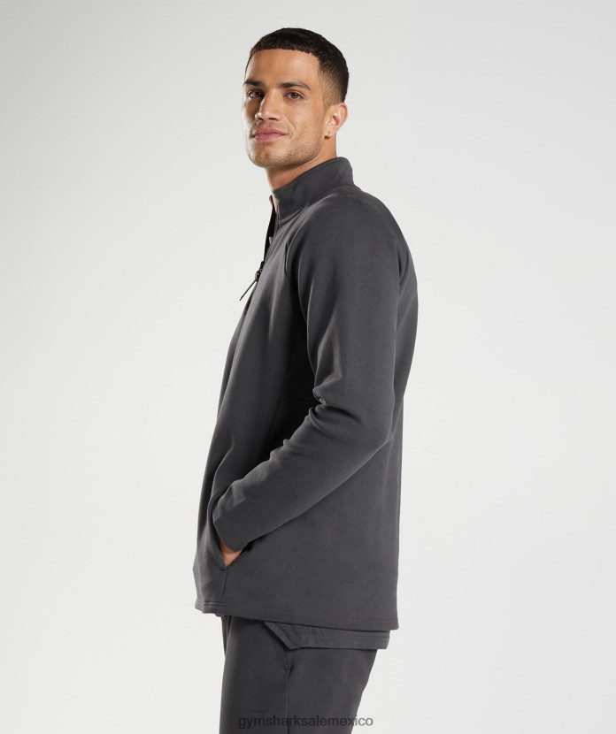 Gymshark día de descanso 1/4 zip gris ónix hombres 04BZTL862 - Gymshark Mexico
