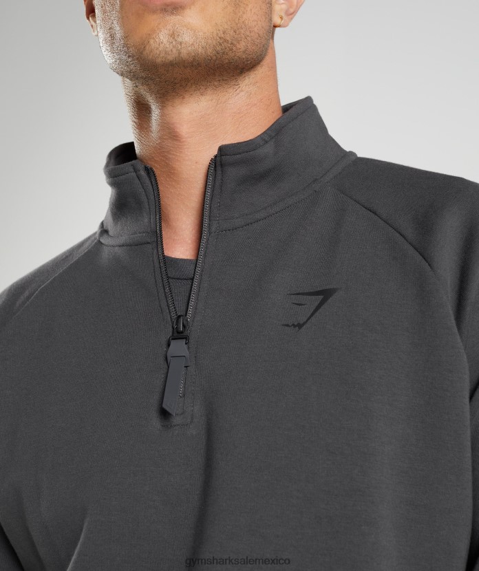 Gymshark día de descanso 1/4 zip gris ónix hombres 04BZTL862 - Gymshark Mexico