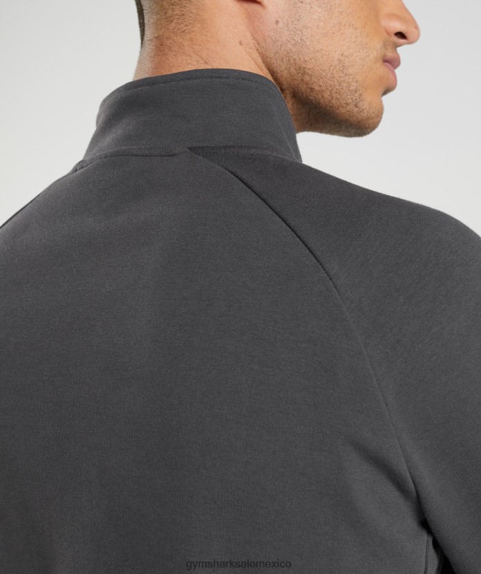 Gymshark día de descanso 1/4 zip gris ónix hombres 04BZTL862 - Gymshark Mexico