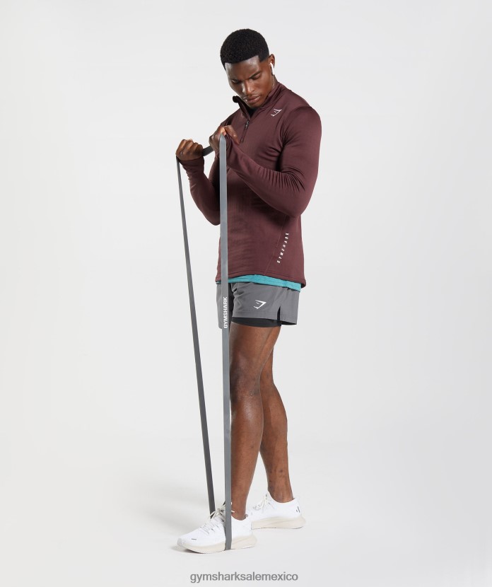 Gymshark deporte 1/4 cremallera granate al horno hombres 04BZTL822 - Gymshark Mexico