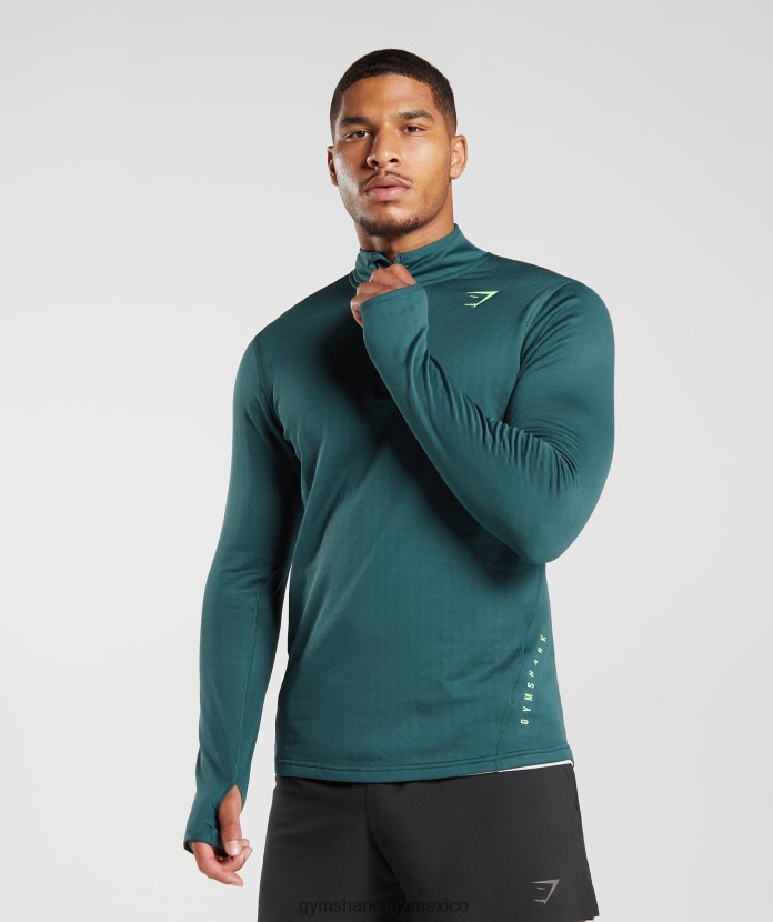 Gymshark deporte 1/4 cremallera verde azulado de invierno hombres 04BZTL815 - Gymshark Hombre