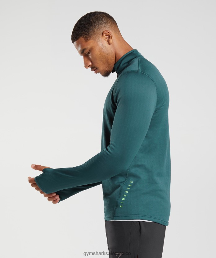 Gymshark deporte 1/4 cremallera verde azulado de invierno hombres 04BZTL815 - Gymshark Hombre