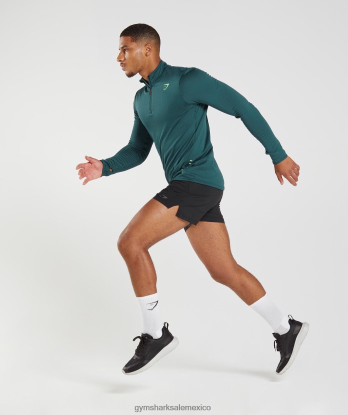 Gymshark deporte 1/4 cremallera verde azulado de invierno hombres 04BZTL815 - Gymshark Hombre