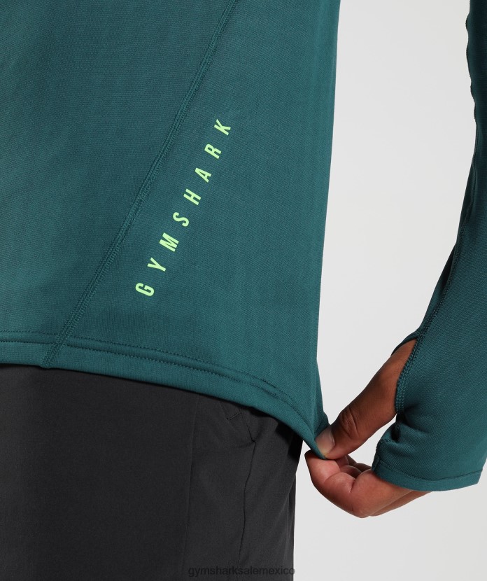 Gymshark deporte 1/4 cremallera verde azulado de invierno hombres 04BZTL815 - Gymshark Hombre