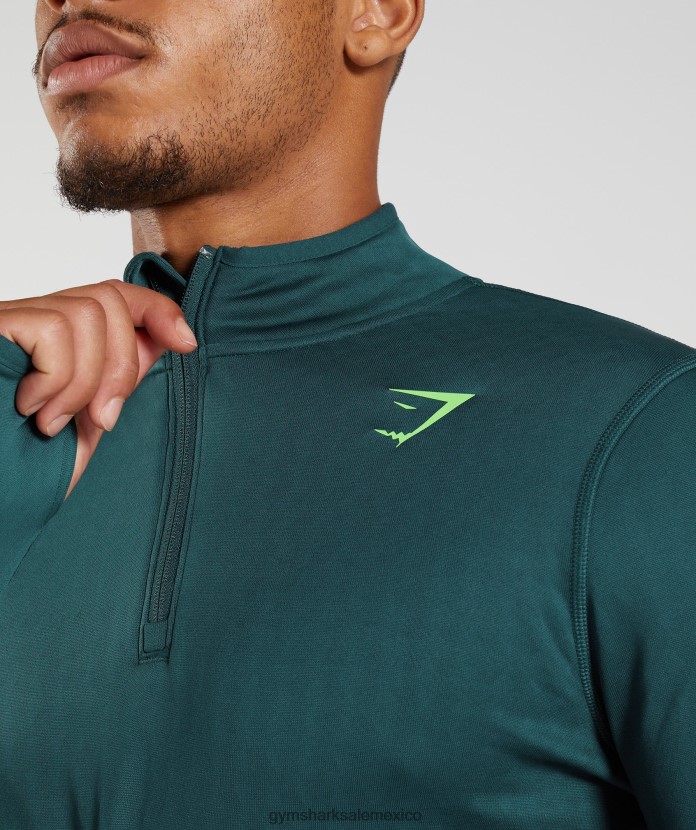 Gymshark deporte 1/4 cremallera verde azulado de invierno hombres 04BZTL815 - Gymshark Hombre