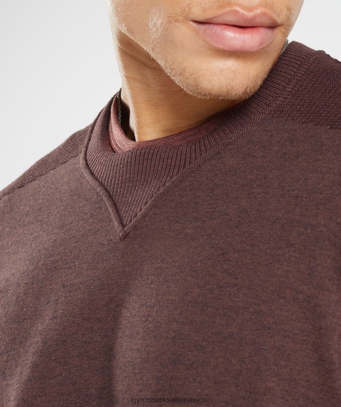 Gymshark retomar la tripulación marga marrón cereza hombres 04BZTL839 - Gymshark México