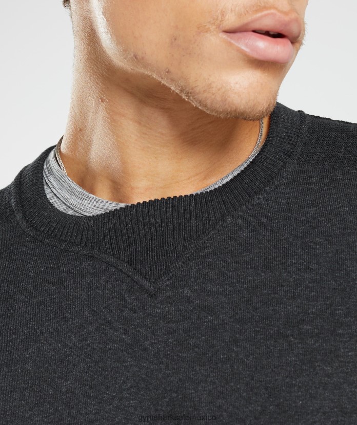 Gymshark retomar la tripulación marga negra hombres 04BZTL830 - Gymshark Hombre