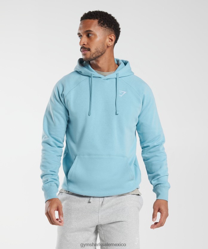 Gymshark sudadera con capucha con escudo iceberg azul hombres 04BZTL879 - Gymshark México