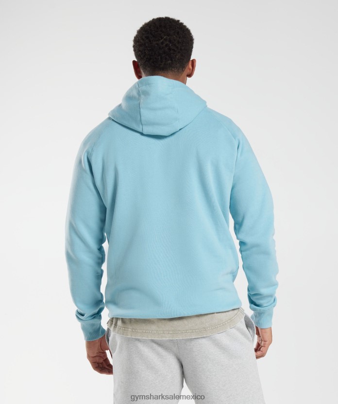 Gymshark sudadera con capucha con escudo iceberg azul hombres 04BZTL879 - Gymshark México