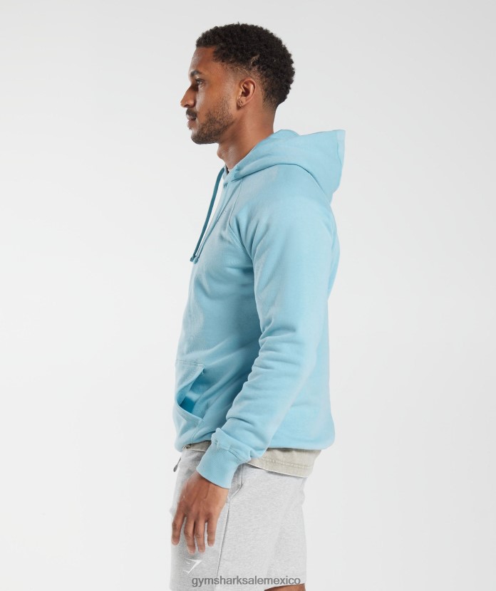 Gymshark sudadera con capucha con escudo iceberg azul hombres 04BZTL879 - Gymshark México