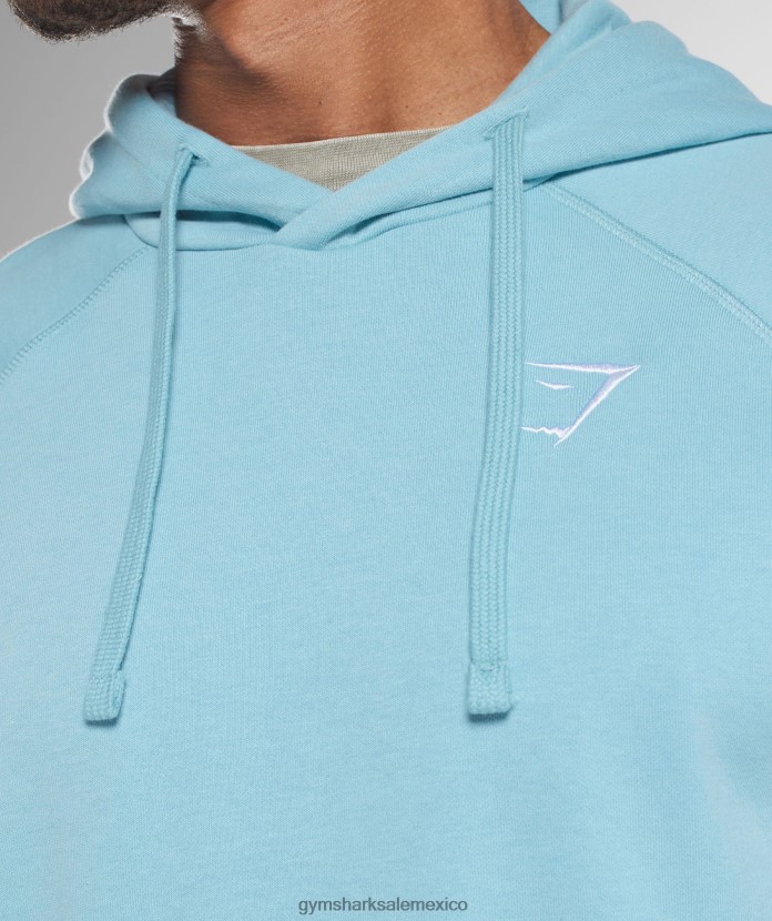 Gymshark sudadera con capucha con escudo iceberg azul hombres 04BZTL879 - Gymshark México