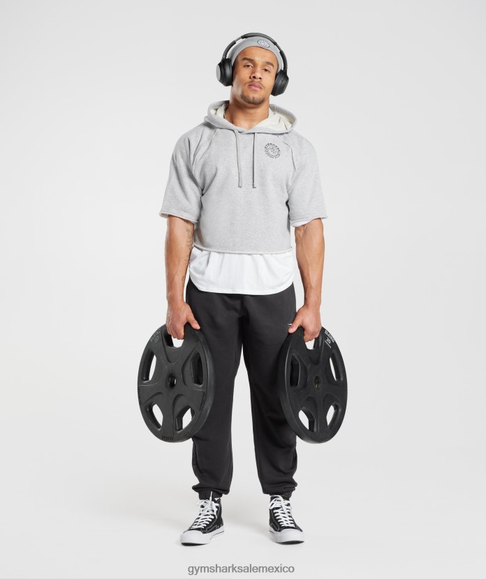 Gymshark sudadera con capucha corta Legacy de manga corta marga gris claro hombres 04BZTL866 - Gymshark Mujer