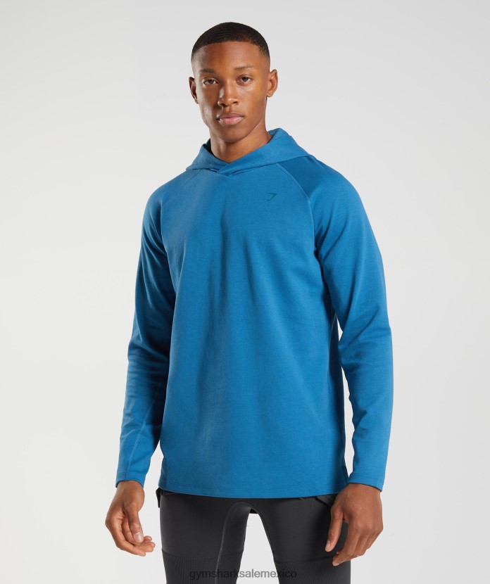 Gymshark sudadera con capucha de estudio azul junto al lago hombres 04BZTL827 - Gymshark Mexico