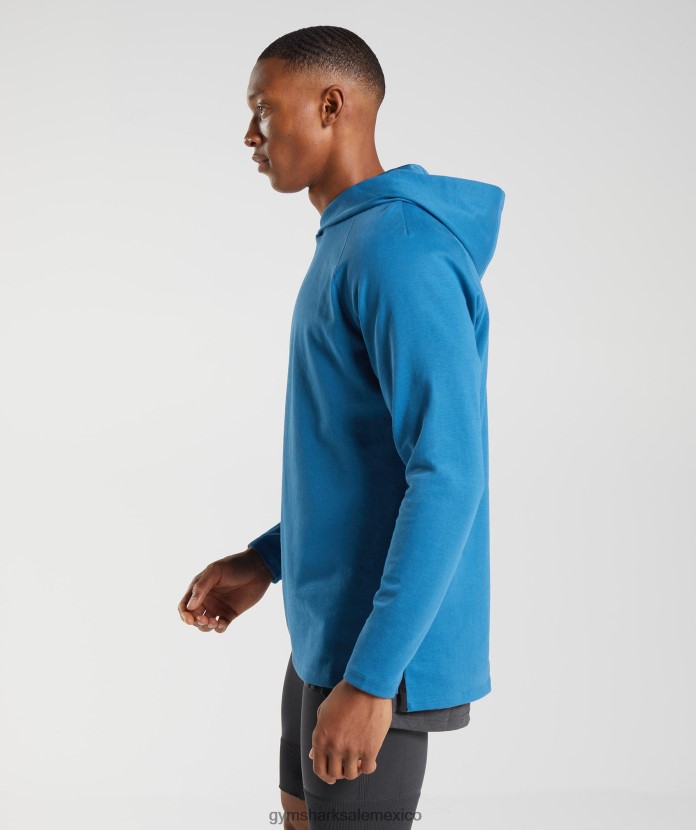 Gymshark sudadera con capucha de estudio azul junto al lago hombres 04BZTL827 - Gymshark Mexico