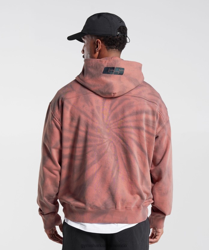 Gymshark sudadera con capucha del día de descanso Rosa terracota/granate polvoriento/lavado óptico en espiral hombres 04BZTL798 - Gymshark Sale