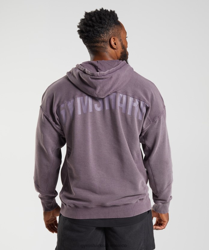 Gymshark sudadera con capucha lavada a presión lila almizclera hombres 04BZTL788 - Gymshark Sale
