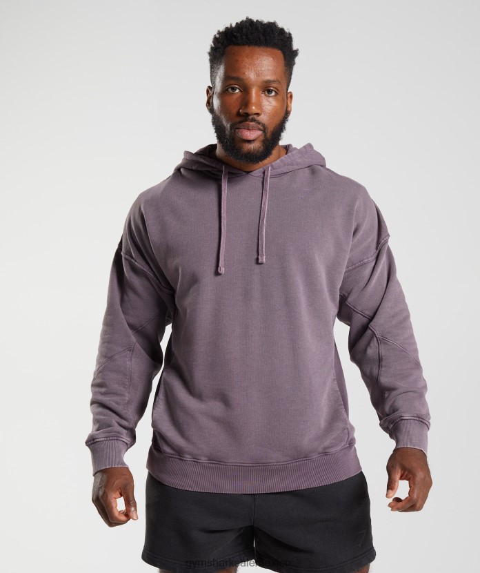 Gymshark sudadera con capucha lavada a presión lila almizclera hombres 04BZTL788 - Gymshark Sale